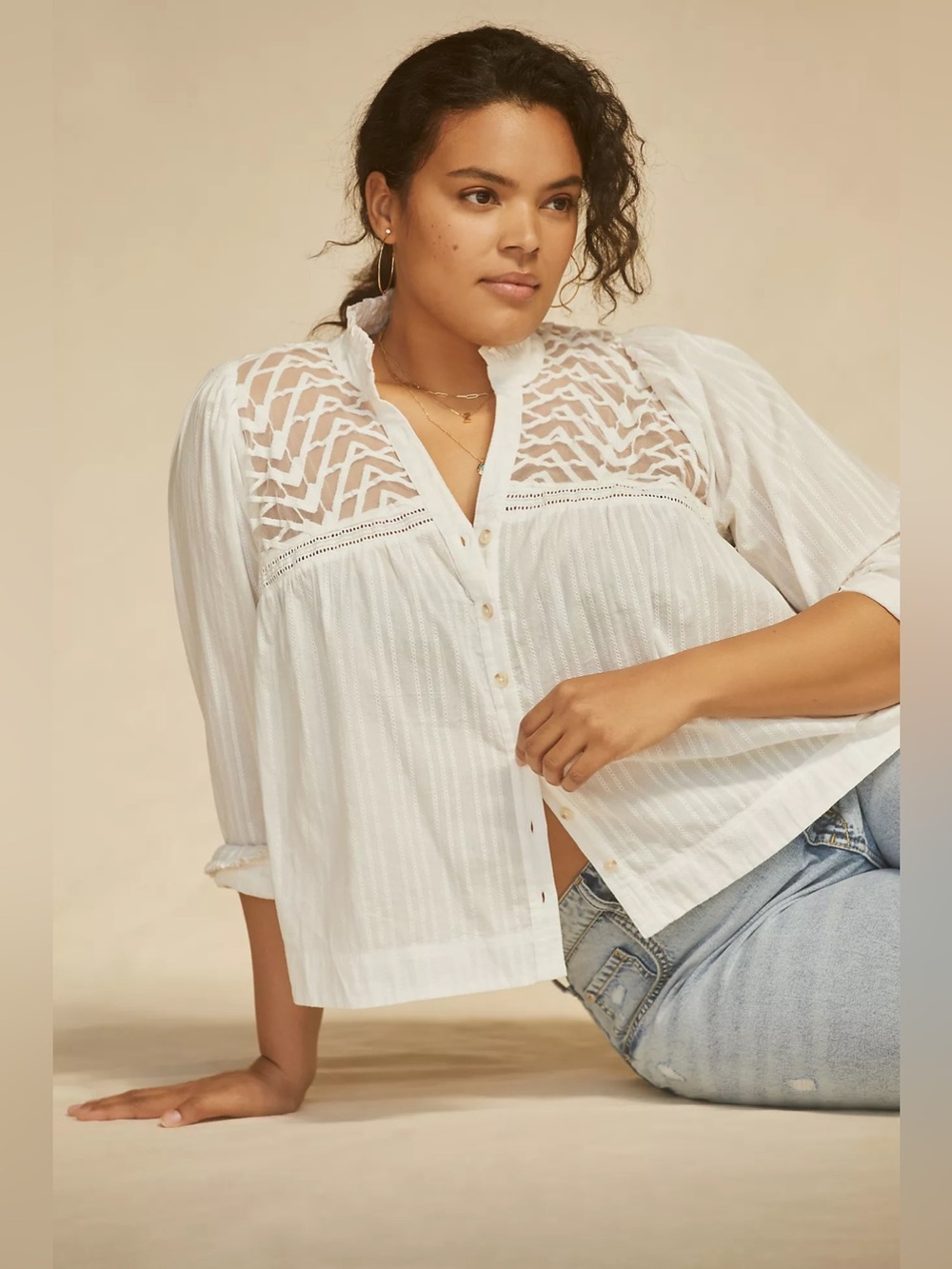 Anthropologie Pilcro Victorian V- Neck Blouse
